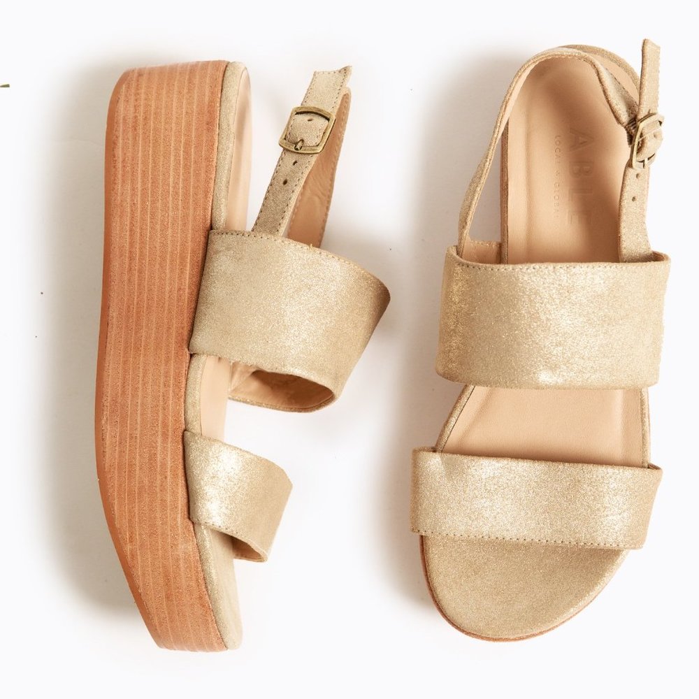 ABLE Pamela Gold Platform Sandals